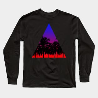 Palm Tree Sunrise Triangle Vacation Long Sleeve T-Shirt